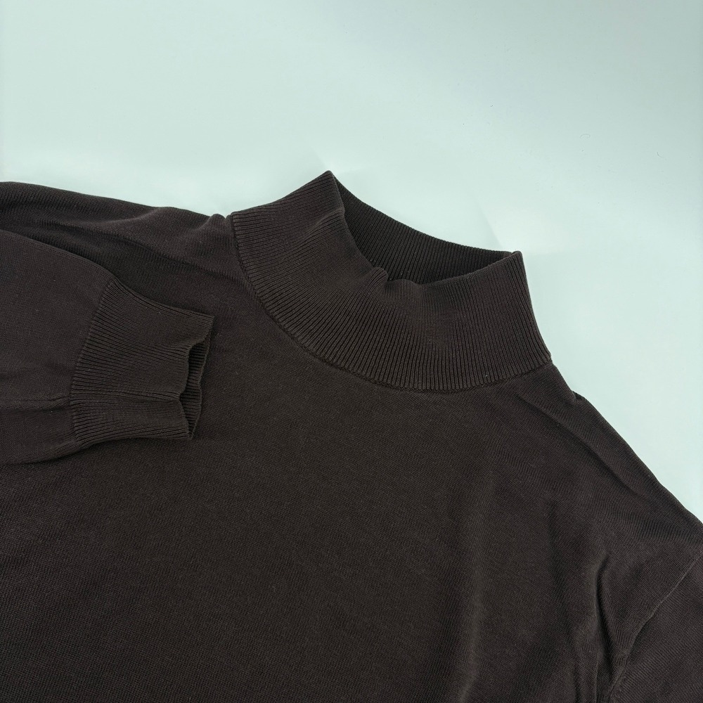 Jos A Bank Sweater Mens 2XL Brown 100% Silk‎ Mock Neck Pullover Knit Lightweight
